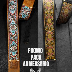 Correas de cuero para guitarras con cinta étnica